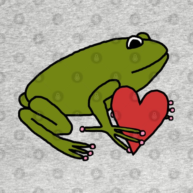 Cute Frog Holding Your Heart on Valentines Day by ellenhenryart